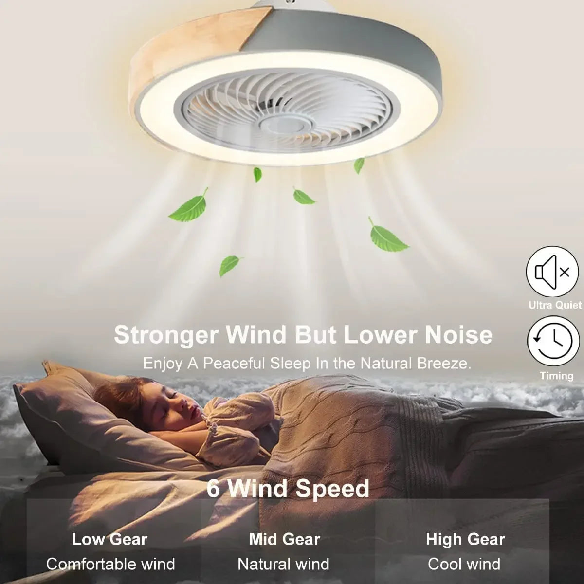 ventilateur plafond moderne pour enfants avec lumière led et télécommande - vue 6 sur 8