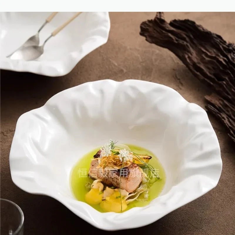 Assiette bol céramique plissée irrégulière style moderne