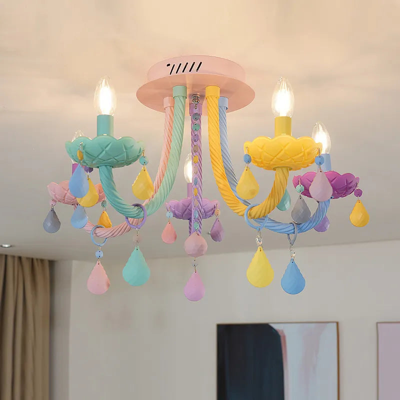 lustre cristal bougie deco intérieur led suspendue - vue 3 sur 13
