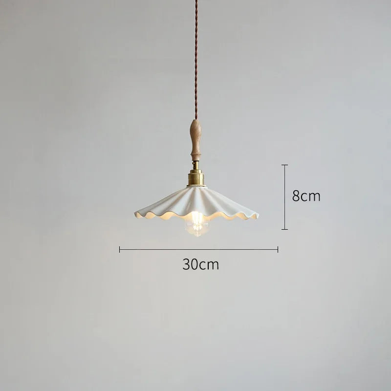 suspension LED 30 cm blanc en céramique style japonais - vue 9 sur 12