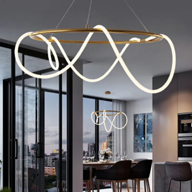 Minimalist designer chandelier for bar and dining space decor - vue 3 sur 25