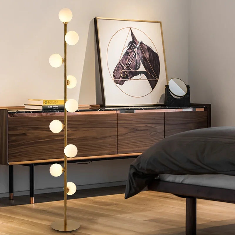 lampadaire moderne en verre doré pour décoration intérieure nordique - vue 5 sur 6