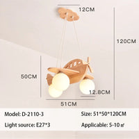 lustre avion en bois led pour chambre d'enfant moderne