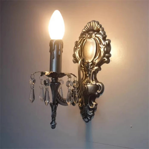 applique murale classique avec suspensions en cristal décoratifs - vue 5 sur 7