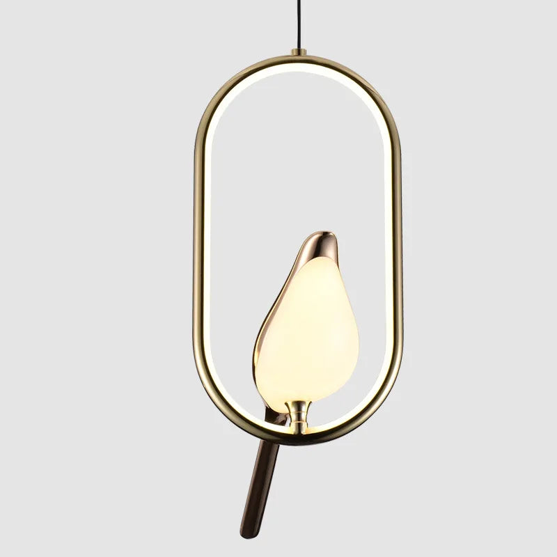 lustre nordique or acrylique avec oiseaux bar led suspendus - vue 2 sur 7