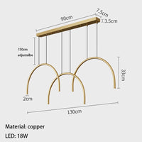 lampe suspendue moderne en laiton noir doré avec leds réglables