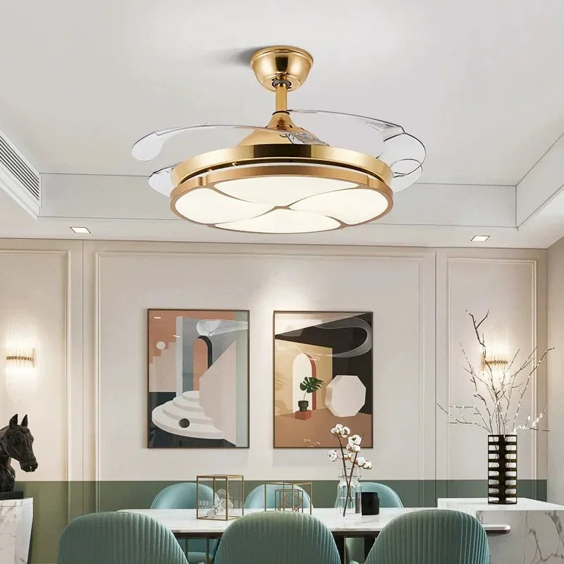 plafonnier moderne silencieux avec lumière intégrée et ventilateur - vue 3 sur 12