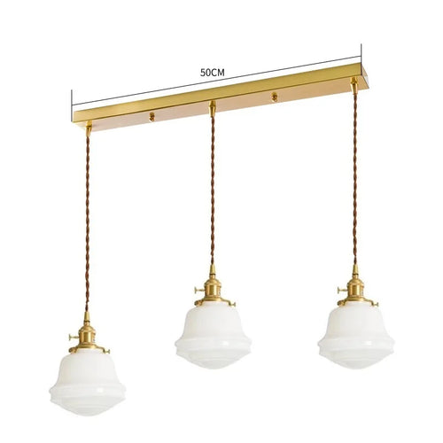 Suspension nordique moderne douille en cuivre abat-jour en verre blanc chambre salon suspension LED luminaires - vue 25 sur 30