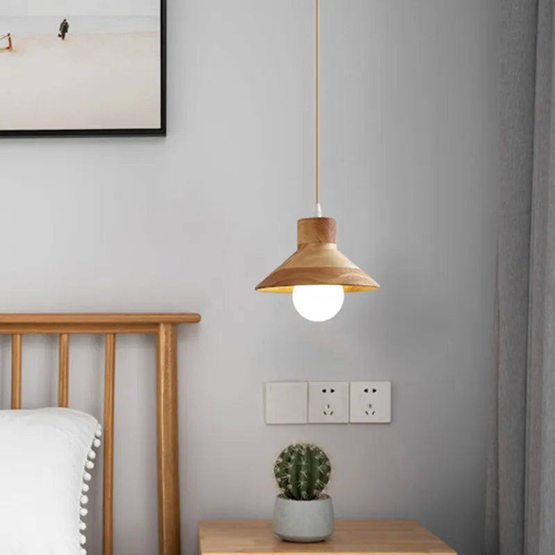 Suspension LED en bois au design nordique E27 - vue 5 sur 13