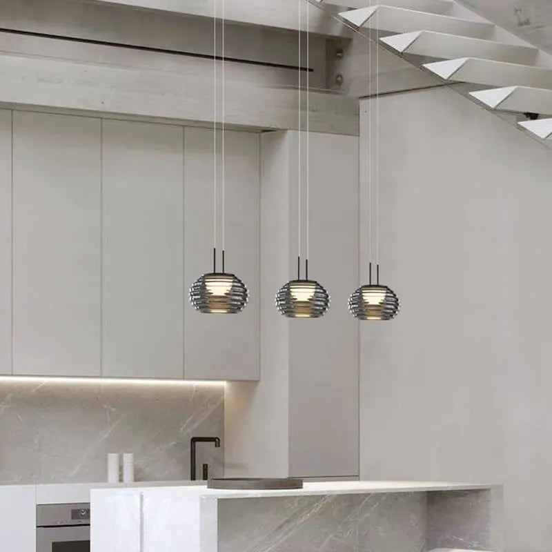 Lampe led suspendue gris fumé moderne intérieur 1/3 têtes