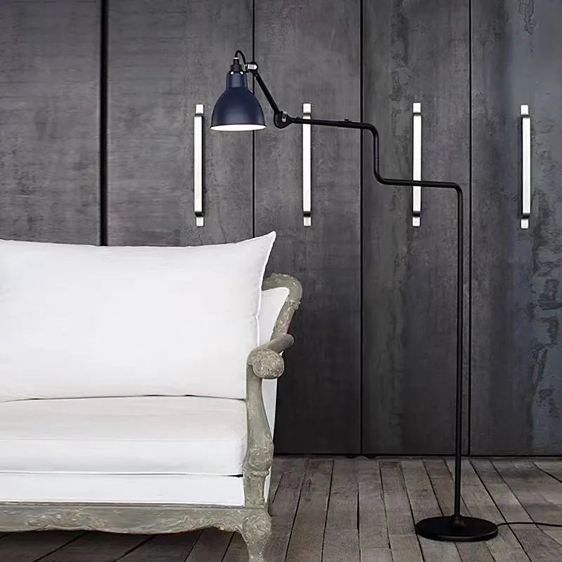 lampadaire rotatif à bras long en métal pour lecture et bureau