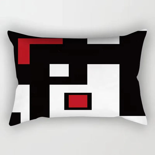 housse de coussin rectangulaire géométrique jaune et rouge 30x50 cm