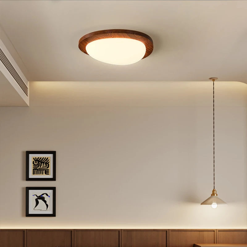 Modern minimalist wooden ceiling light with Nordic log pattern - vue 6 sur 8