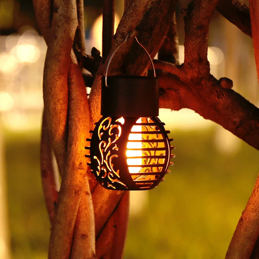lot de 3 lampes solaires à effet flamme pour jardin extérieur décoratif - vue 3 sur 6