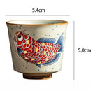 tasse thé céramique style chinois motif arowana coffret