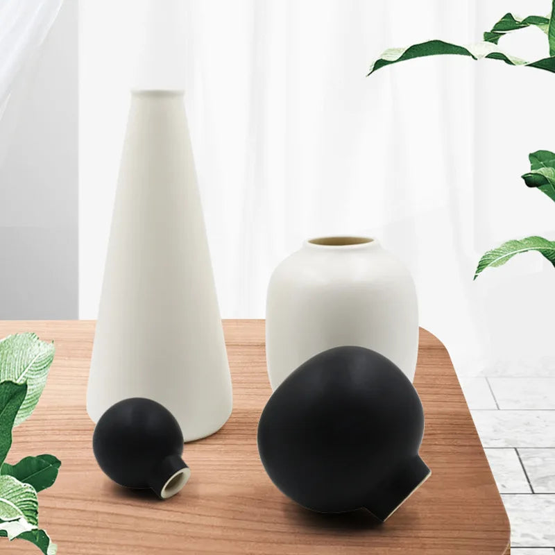 vase nordique en céramique émaillée décoration moderne géométrique - vue 5 sur 7