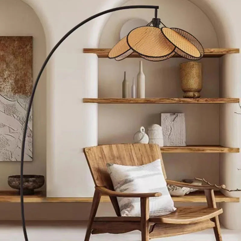 lampadaire en rotin pour ampoule standard - vue 5 sur 7