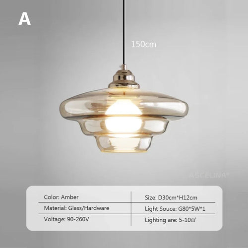 suspension rétro en verre plaqué pour décoration moderne - vue 8 sur 9
