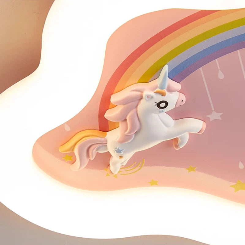lustre nuage arc-en-ciel avec cheval pour chambre d'enfant - vue 7 sur 10