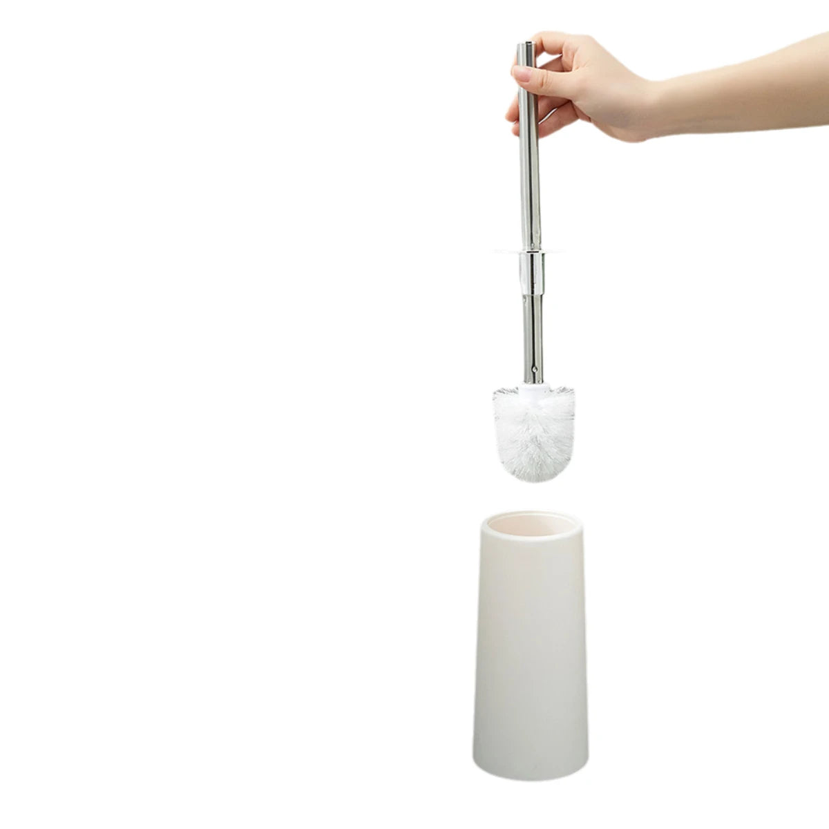 1pcs Toilet Brush and Holder, 304 Stainless Steel Long Handle, Toilet Bowl Brush for Bathroom Toilet-Ergonomic, Elegant, Durable - vue 7 sur 9