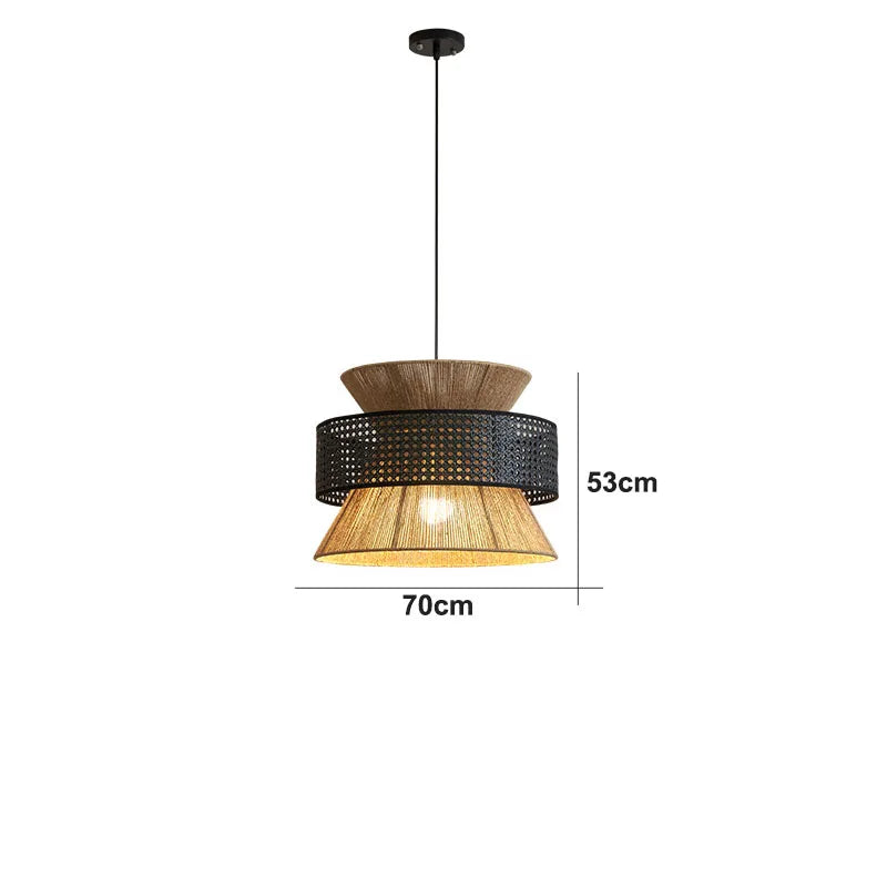 Suspension Sabi Wabi style chinois en rotin cannage - vue 22 sur 24