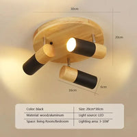 plafonnier nordique en bois à led rotatif multi-têtes décoratif
