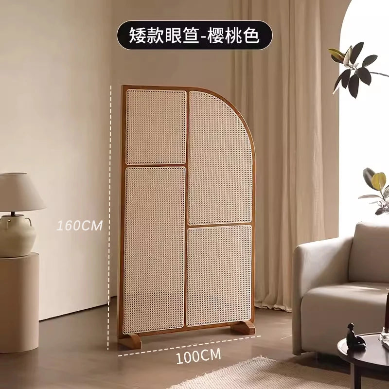 Japanese-style solid wood rattan screen partition is opposite the door to the home, living room entrance is blocked, and mobile - vue 24 sur 29
