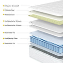 Pocket Spring Mattress, 7-Zone Cold Foam, 90/140/160 x 200 cm, Oeko-Tex Certified, Quilted Microfiber Cover, H3 Firmness, 25 cm