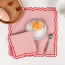 Serviette de table coton lotus brodé style champêtre