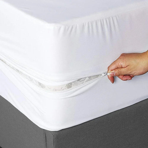 100% Waterproof Mattress Cover with Zipper 6-Sides All-inclusive Mattress Protector Fitted Sheet Bed Cover, Customizable - vue 9 sur 9