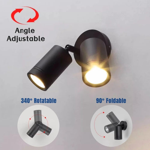 spot led extérieur double tête étanche pour jardin balcon clôture - vue 6 sur 9