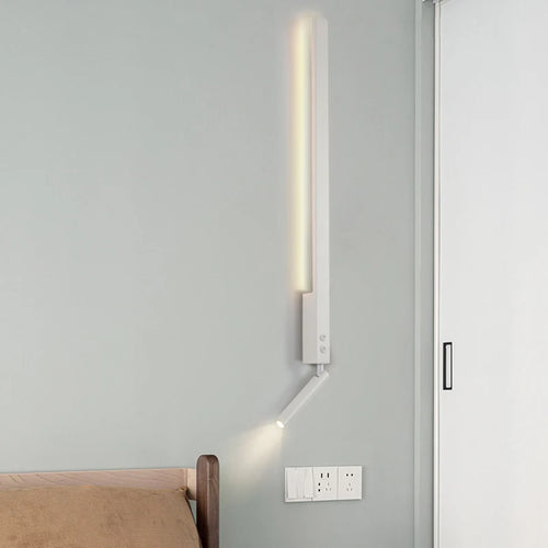 Modern Bedroom Living Room Wall Light ON/OFF Switch AC220V Black White Long Wall Lamps with LED Spotlights