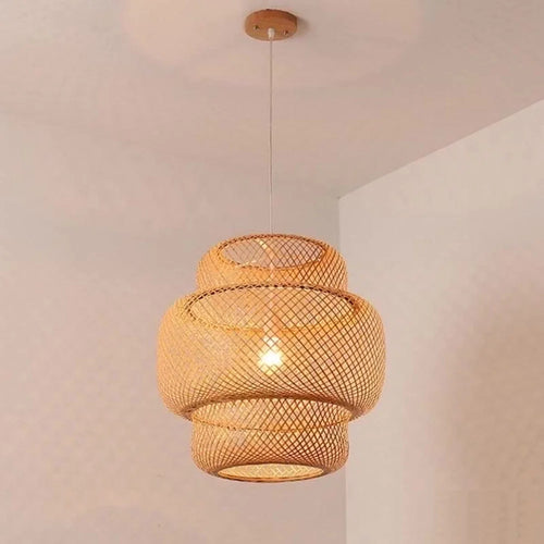 lampes suspendues style chinois tricotées à la main en bambou