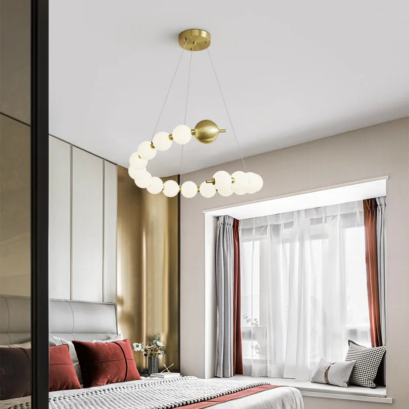 lustre led funky doré argenté pour éclairage intérieur décoratif - vue 6 sur 22