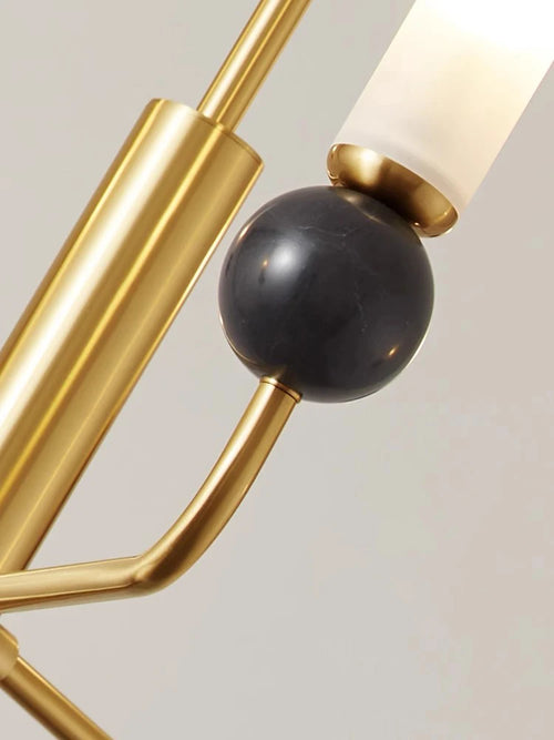Vintage luxury marble and copper LED pendant chandelier - vue 7 sur 10