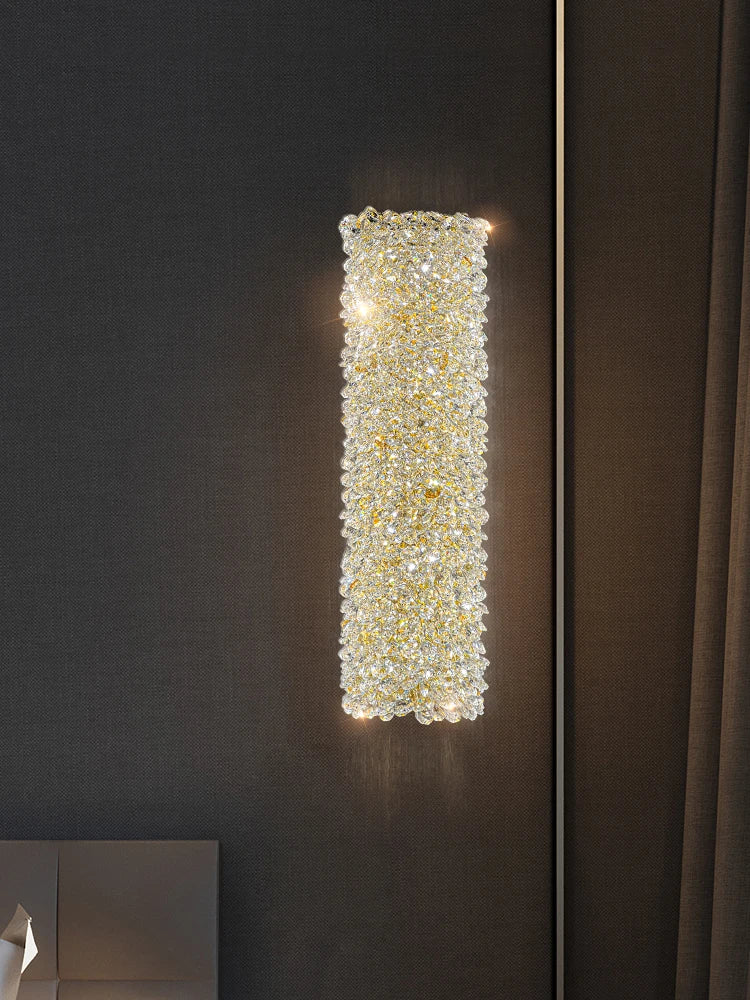 applique murale en métal doré avec ampoule en cristal clair fil réglable - vue 4 sur 9