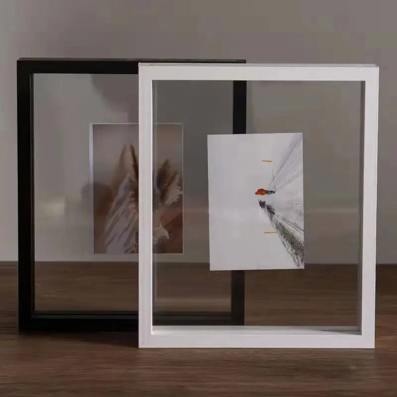 Classic Solid Wood Double-Sided Transparent Acrylic Photo Frame, Framing Photos, Specimens, Certificates, Paintings, Posters - vue 2 sur 9
