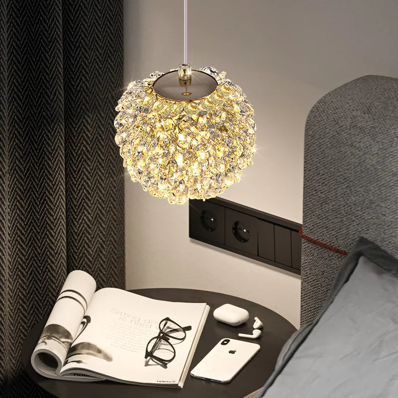 lampe suspendue moderne en cristal avec cordon réglable - vue 3 sur 12