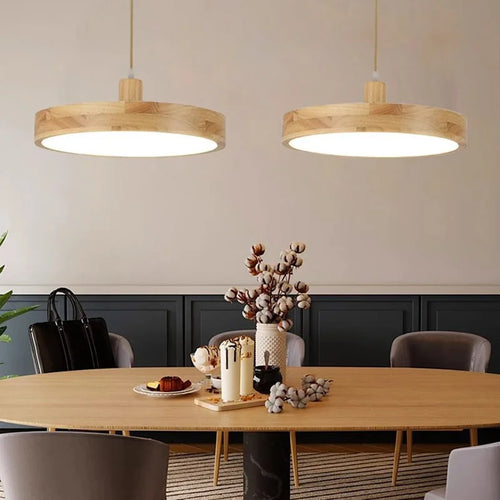 Lustre LED japonais à tête unique en rondins - vue 3 sur 13