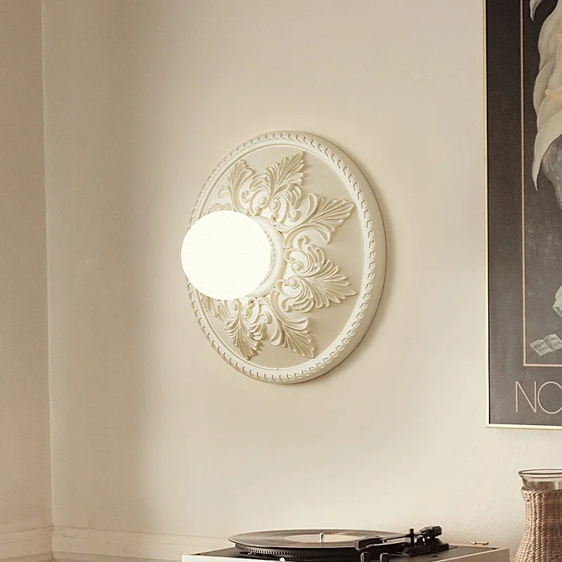 applique murale française ronde rétro haut de gamme abat-jour en verre - vue 6 sur 8