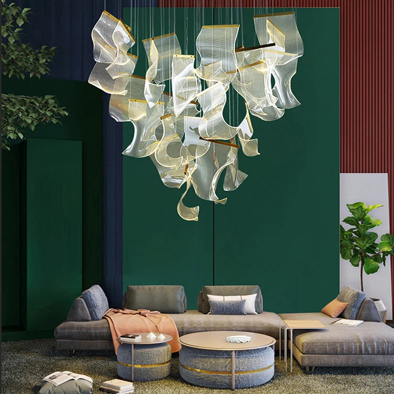 lustre en acrylique à led pour décoration intérieure élégante - vue 5 sur 14