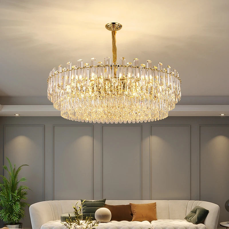 lustre en cristal k9 luxe avec lampe led décoration intérieure élégante - vue 5 sur 5