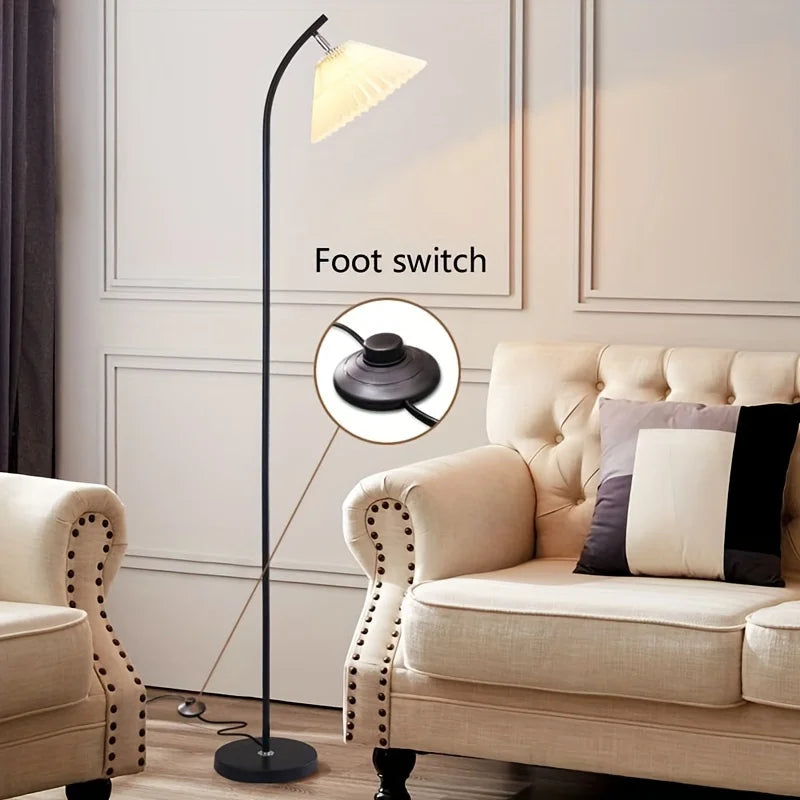 lampadaire nordique moderne abat-jour plissé pour décoration intérieure - vue 5 sur 7