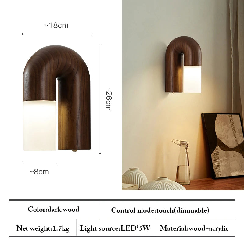 Vintage wood and acrylic wall lights for interior decoration