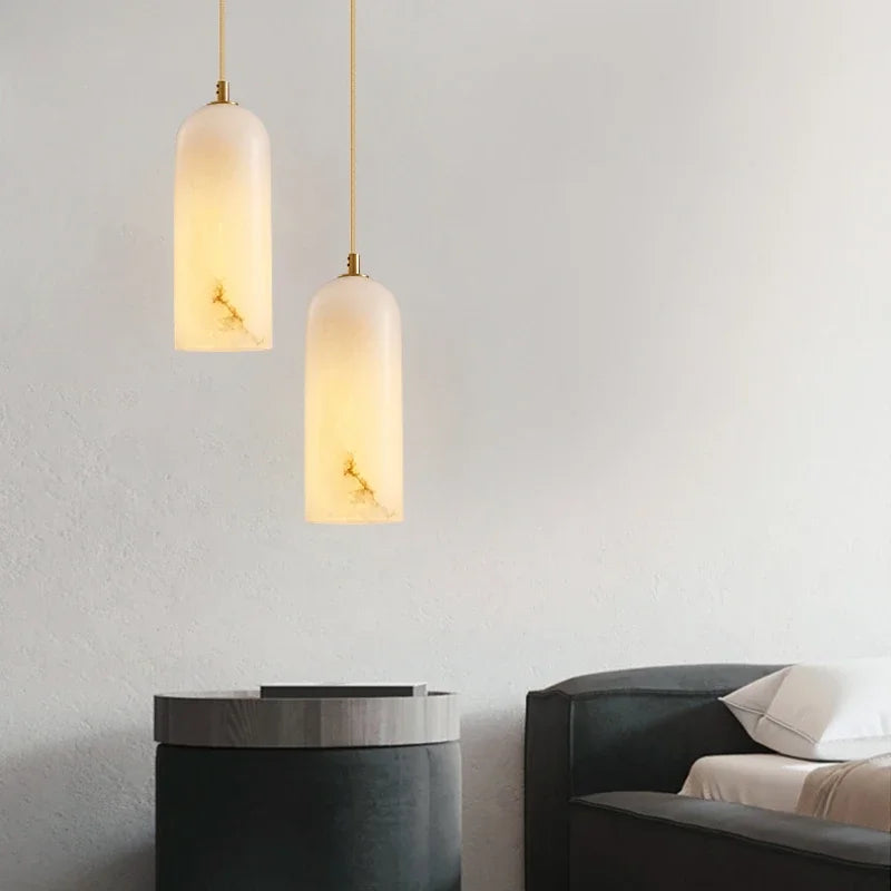 lustre nordique en marbre naturel design lumineux pour espace moderne - vue 4 sur 7