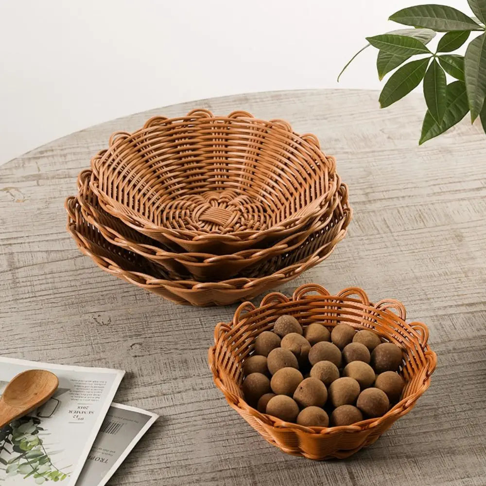 panier rond en osier pour rangement de divers objets - vue 5 sur 6