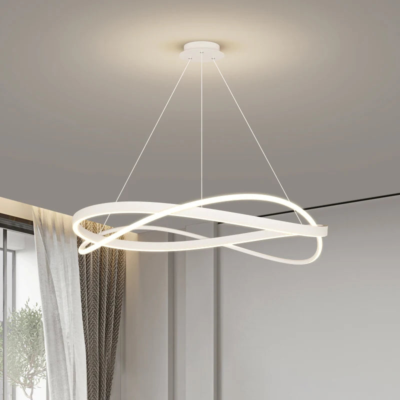 Minimalist Nordic LED chandelier for large art halls - vue 3 sur 14