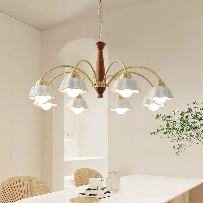 lustre moderne en céramique à fleurs pour intérieur contemporain - vue 2 sur 12