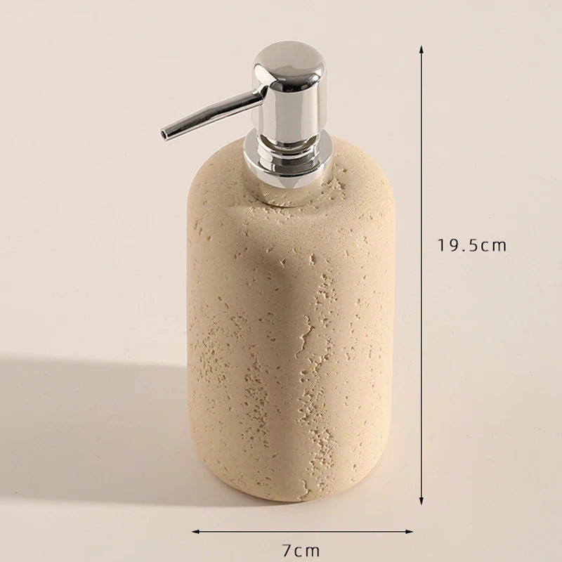 Retro Natural Stone Press on Shower Gel Dispensing Bottle, Home Storage Bottles, Bathroom Appliances, Wash Basin, Tabletop Ornam - vue 6 sur 12