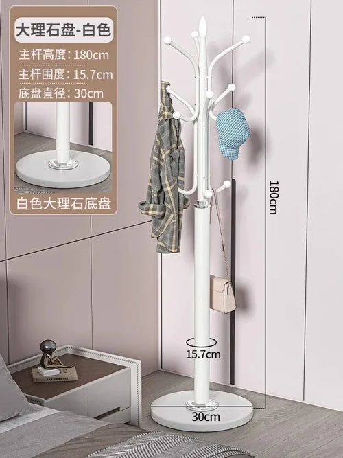 Freestanding Marble Metal Coat Rack, 3 Storage Shelves, 9 Hooks, Hall Tree for Coats, Hats, Bags, Entryway Organizer - vue 17 sur 26